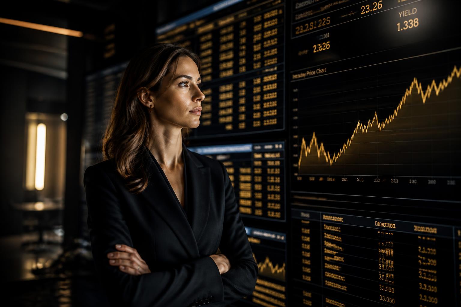 Investment analyst reviewing market data
