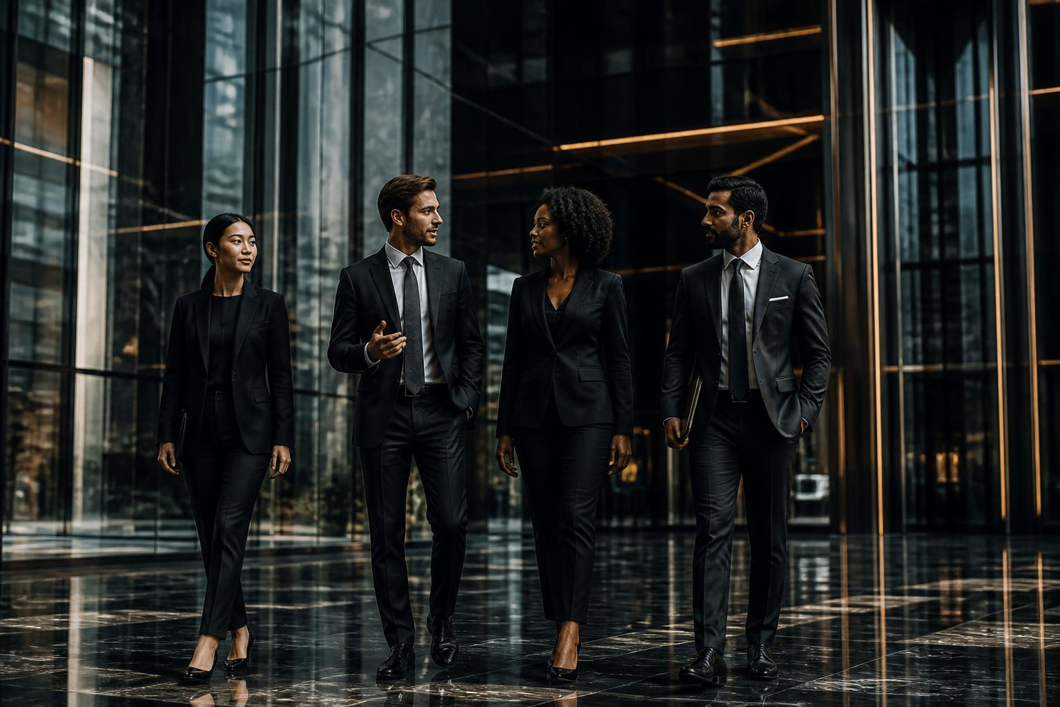 International investment professionals in a financial tower